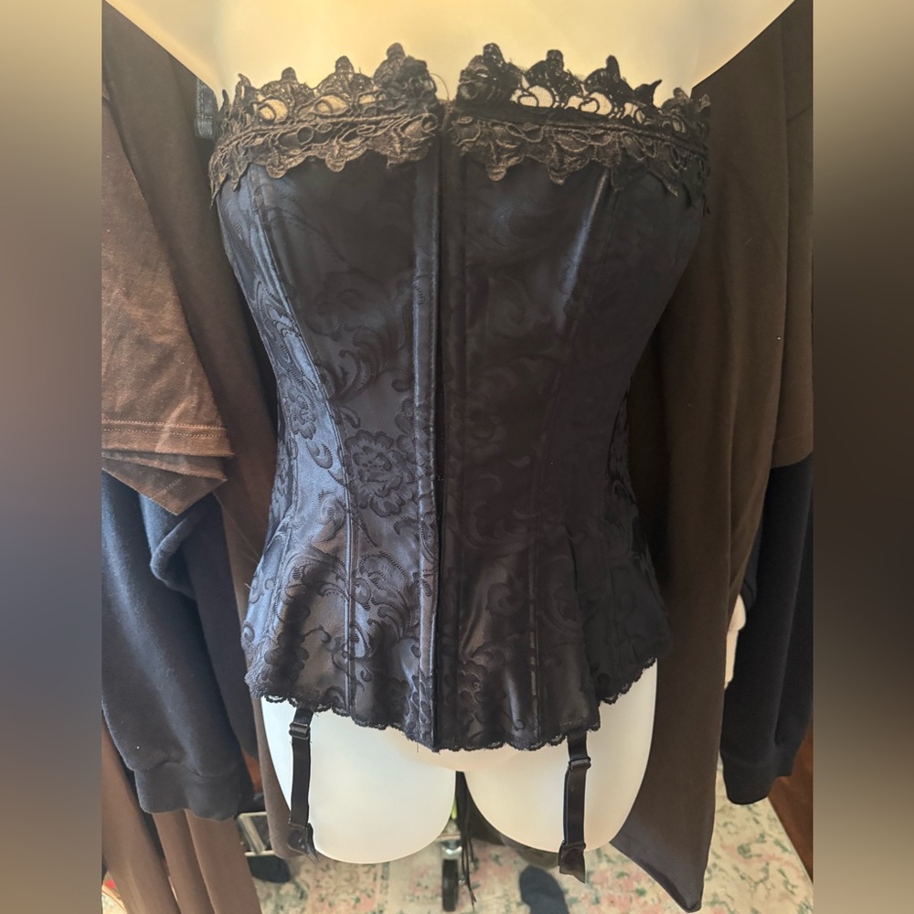 Frederick's of Hollywood Black Satin Corset